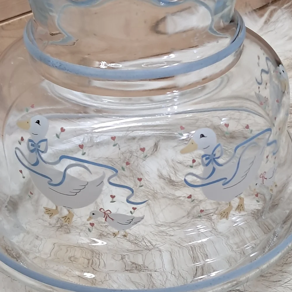 Vintage Hurricane Lampshade with Popular 80's Duck And Hearts Design